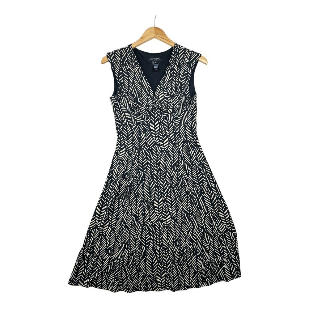 Enfocus Studio Sleeveless Printed Midi Dress size 6 Black/Beige